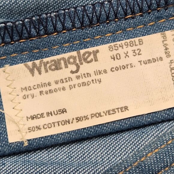 Vintage Wrangler Jeans Pants Mens 40x32 Flared Wide Leg Denim Blue Stretch USA - Picture 9 of 16